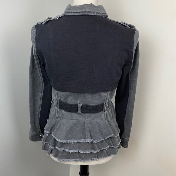 Anthropologie Hei Hei Ruffle Anorak Colorblock Ruffle Back Jacket XSP Steampunk - Picture 5 of 12